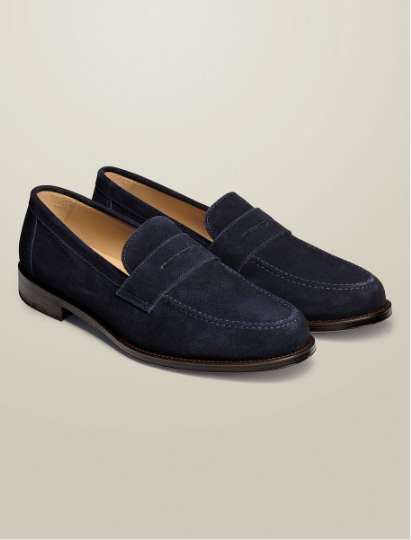 Suede Penny Loafers - Navy