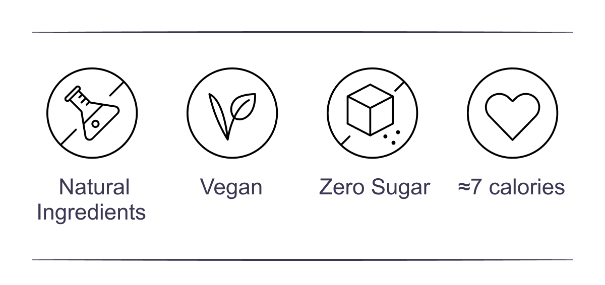  Natural Ingredients | Vegan |  Zero Sugar | ≈7 calories