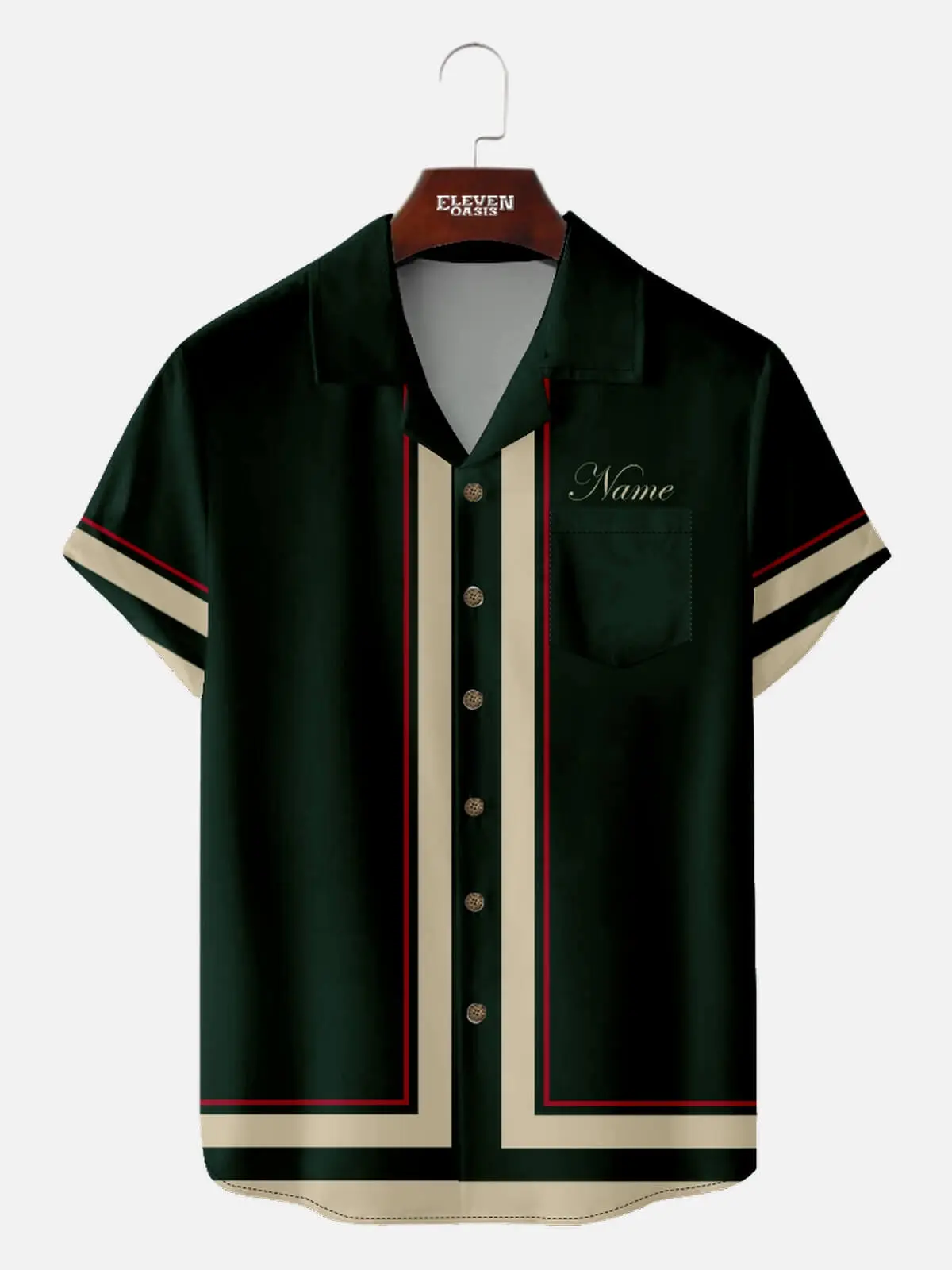 Image of Men's Classic Contrast Trim Customizable Short Sleeve Shirt
