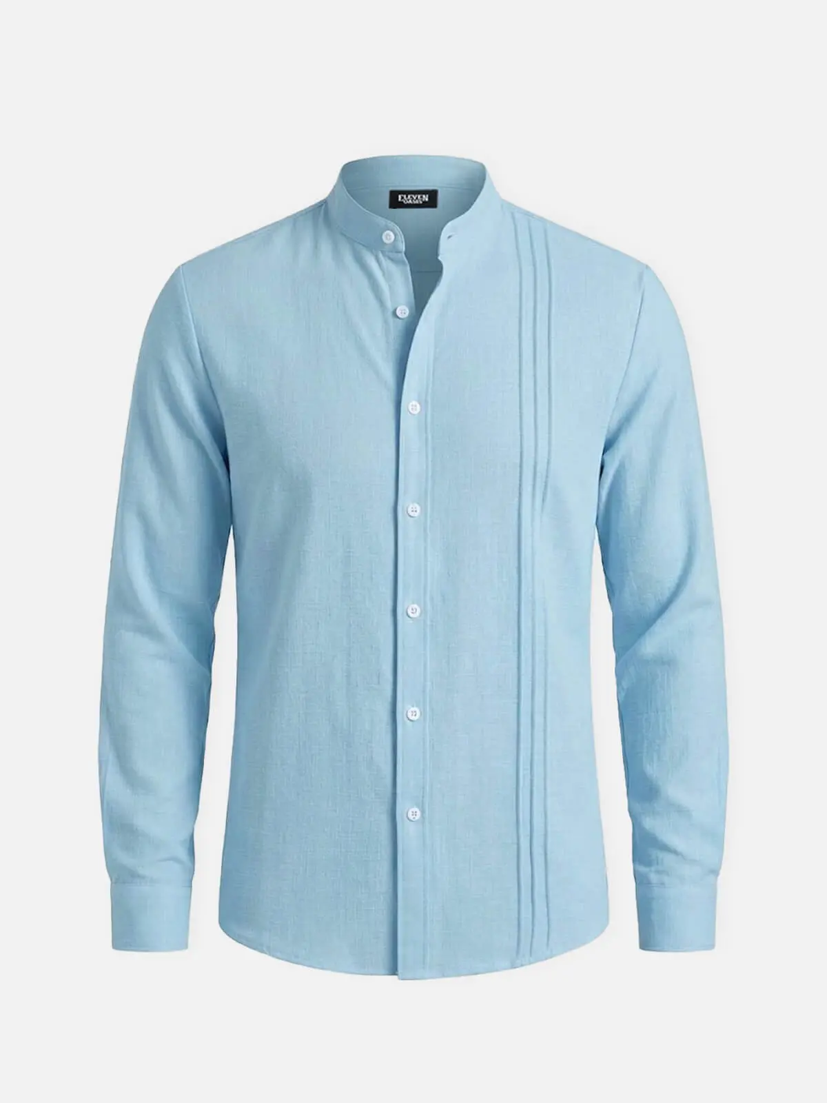 Image of Men's Textured Pleated Panel Long Sleeve Shirt