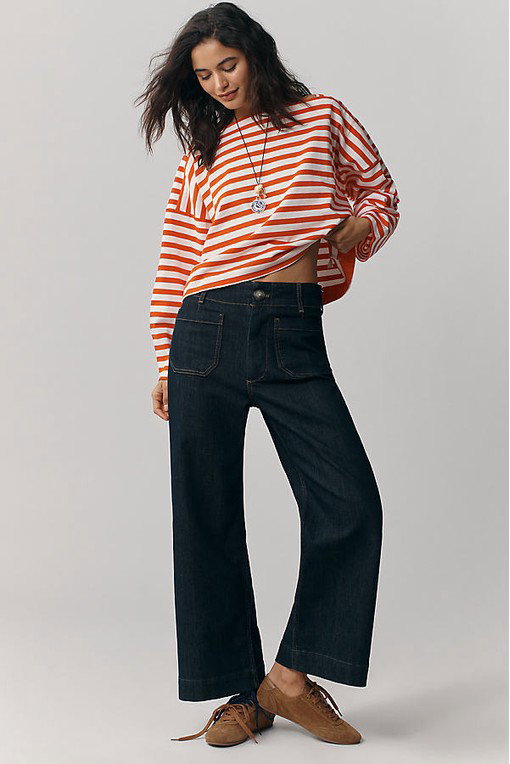 The Colette Cropped Wide-Leg Jeans by Maeve