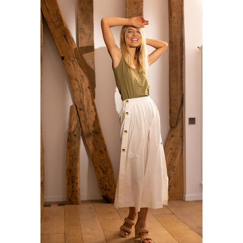 Pantalon large boutonnage coté écru Valère en coton