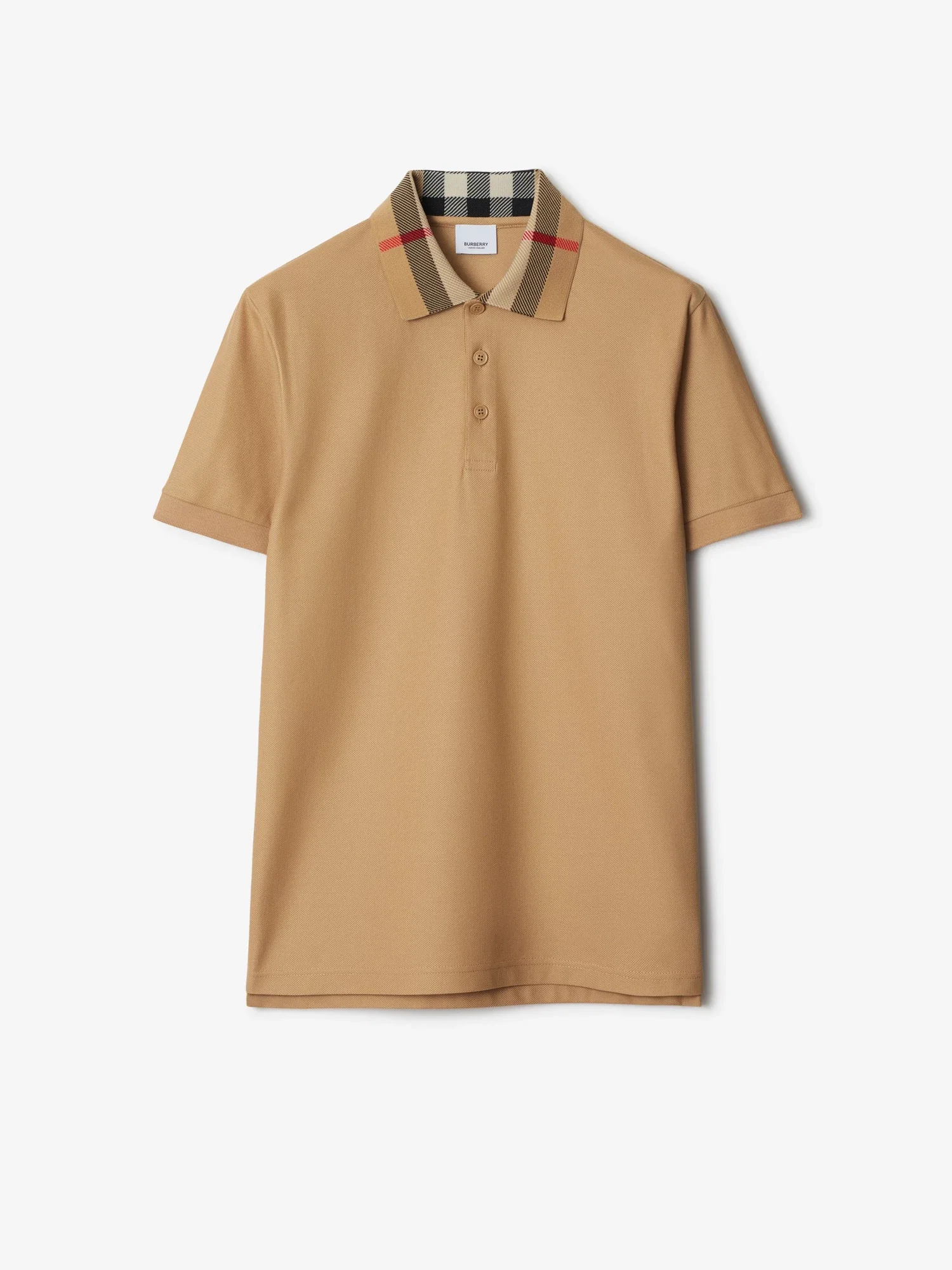 Check Collar Cotton Polo Shirt