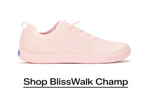 A side view of the BlissMove Champ Engineered Knit Slip-On in rosewater pink. Shop Now.