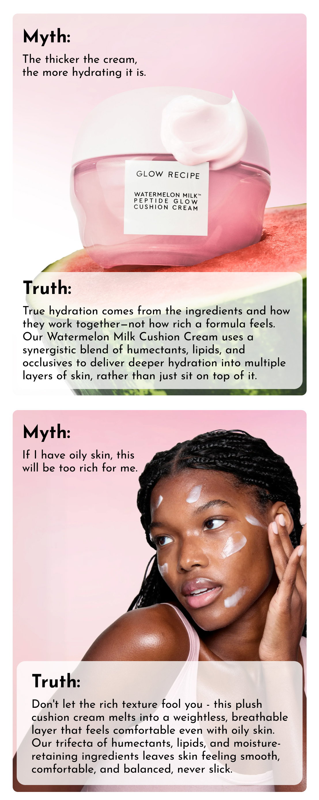 Moisturizer Myths, Debunked. Watermelon Cushion Cream Edition
