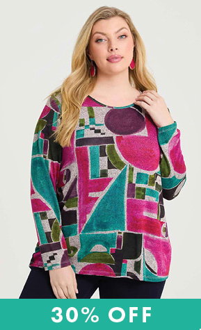 Bamboo Cosy Painterly Print Top in Print