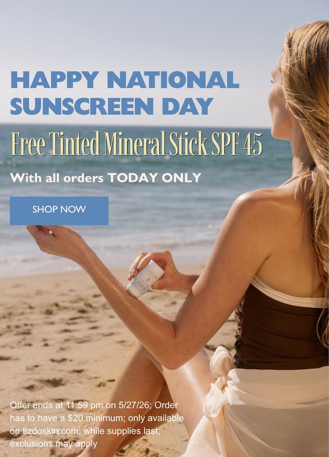 Woman applying Mineral Stick SPF 45 to skin