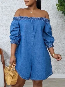 Image of Loose Casual Denim Jumpsuit