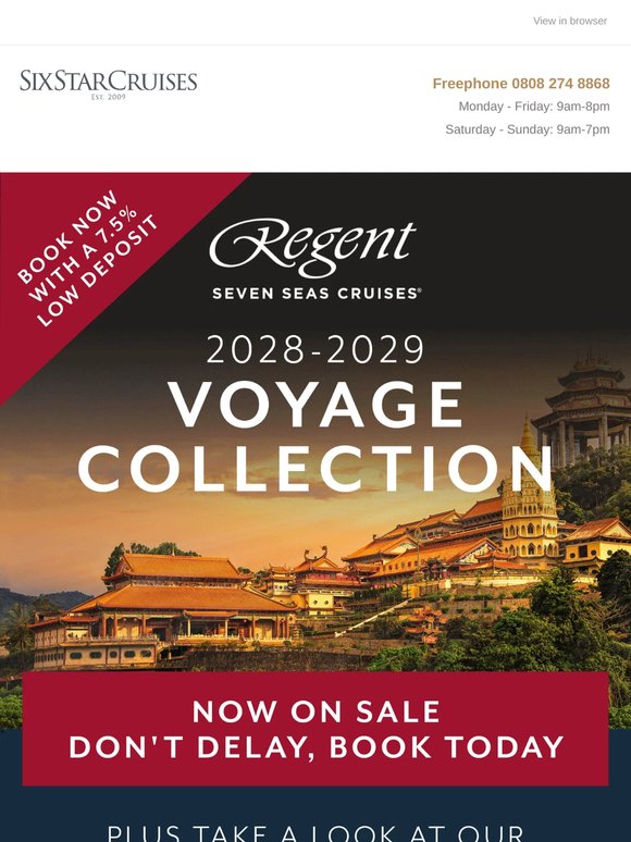 NOW ON SALE: Regent’s 2028-29 Voyage Collection!