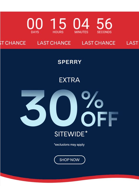 Last chance for extra 30% off sitewide
