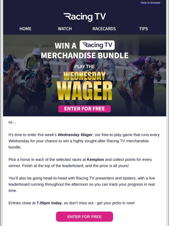 Enter the Wednesday Wager for free, —! 🏇