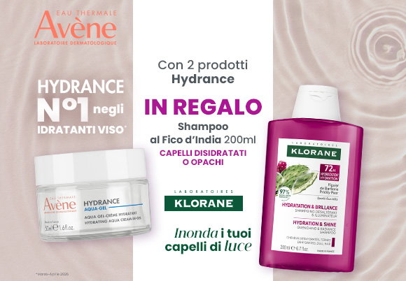Acquista due prodotti Avene Hydrance e ricevi in omaggio lo shampoo Klorane Fico D'india