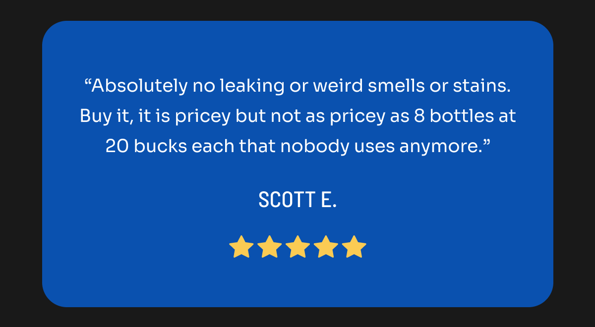 Absolutely no leaking or weird smells or stains. 