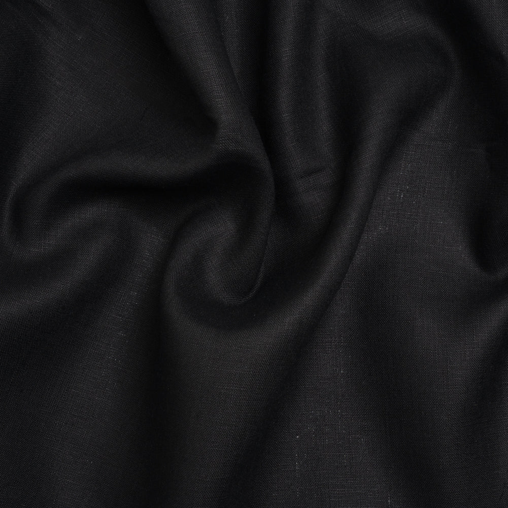 Image of Medium Weight Linen Woven - Jet Black - Deadstock