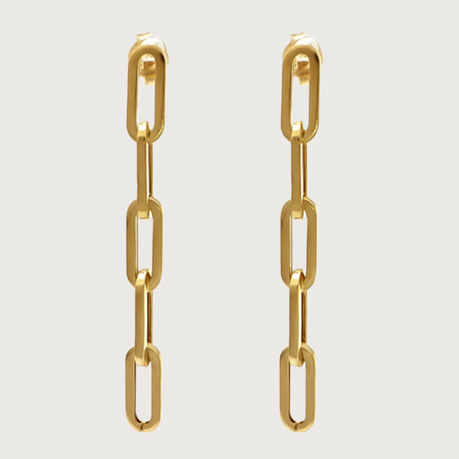 Image of Gold Essential Paperlink Long Drop Earrings