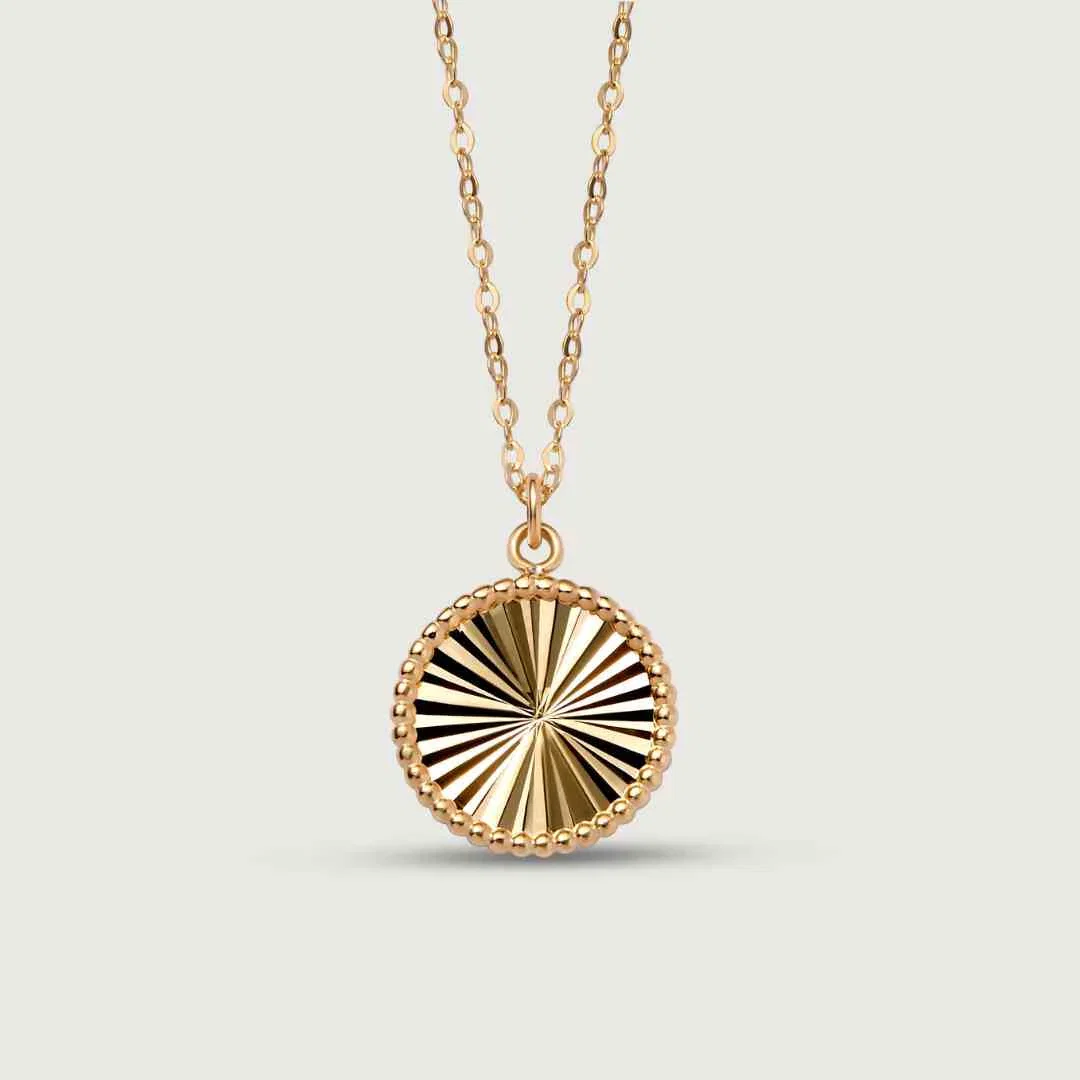 Image of Gold Essential Sunlit Medallion Pendant with Chain in 9K Gold