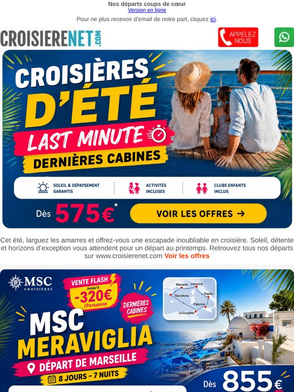 Toutes nos croisières d'été dès 575€ !