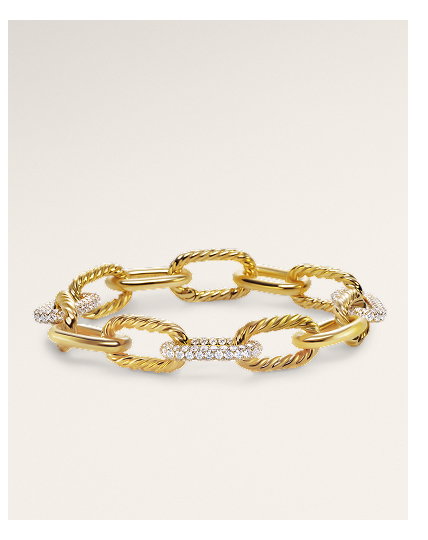 DY Madison® Chain Bracelet 18K Yellow Gold with Diamonds, 11mm