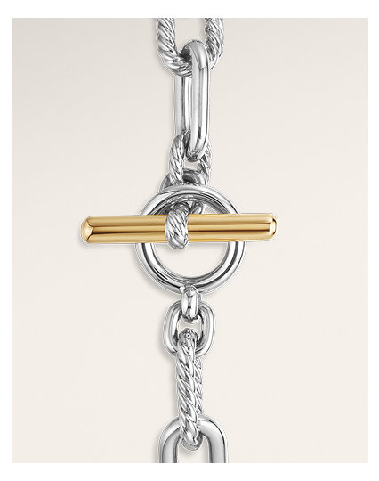 DY Madison® Toggle Chain Bracelet Sterling Silver with 18K Yellow Gold, 11mm