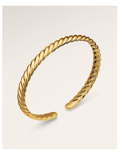 Sculpted Cable Flex Bracelet 18K Yellow Gold, 5mm