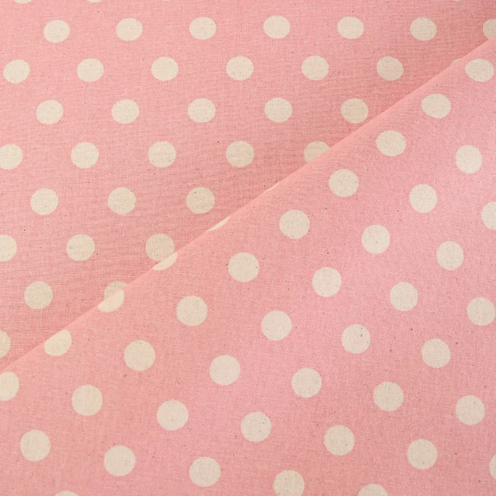 Image of Washed Cotton Spot Fabric Pink 143 cm