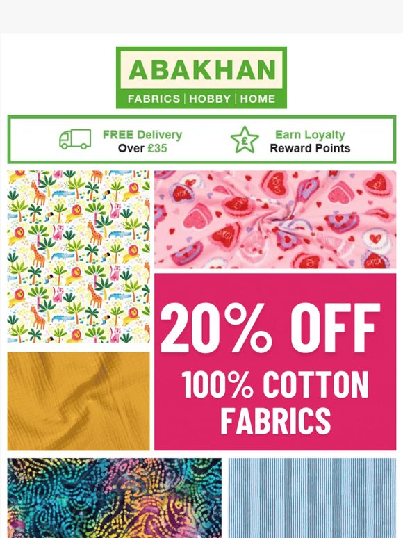 Enjoy the Sunshine ☀️ 20% Off All 100% Cotton Fabrics