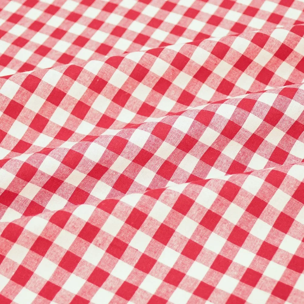 Image of Yarn Dyed Cotton Check Fabric 8022 Red 147cm