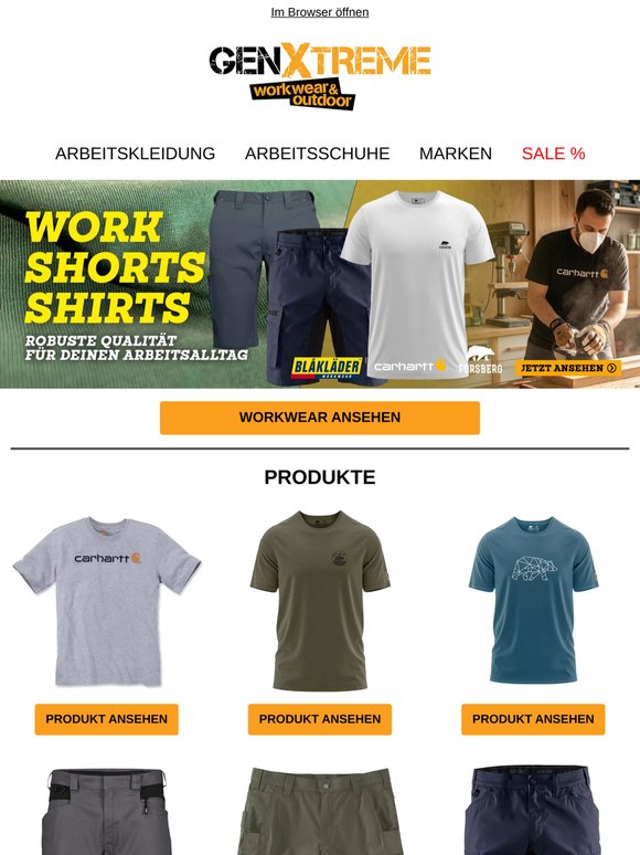 Robuste T-Shirts & Shorts für die Arbeit