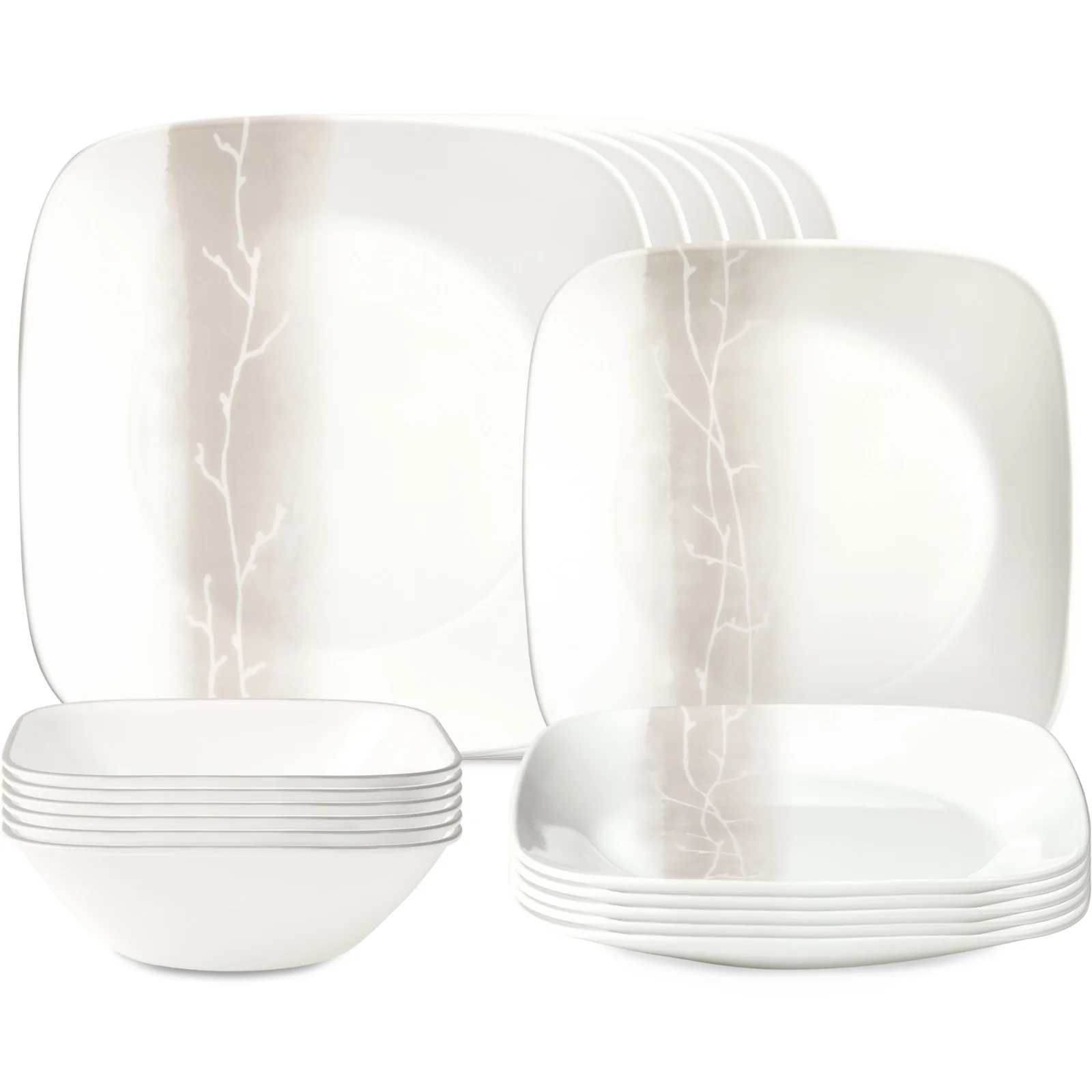 Image of Corelle® Square Wandering Grove 18-piece Dinnerware Set, Service for 6