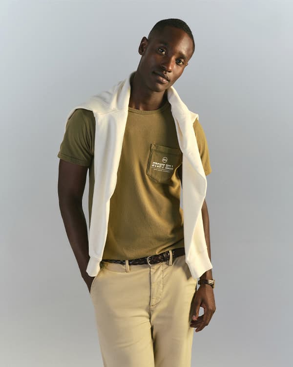 Nick Pocket Tee in Stony Hill H. Coastal Moss