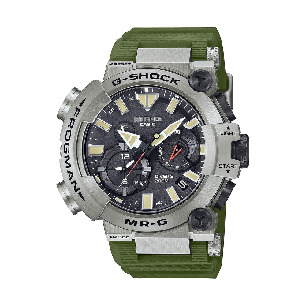 G-SHOCK MR-G 56mm Black Dial Green Resin Strap Watch