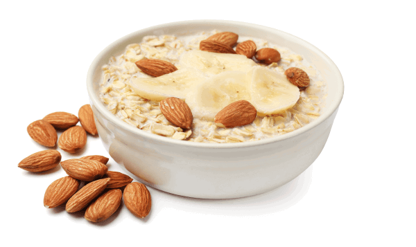 Almonds, bananas, oatmeal, yogurt