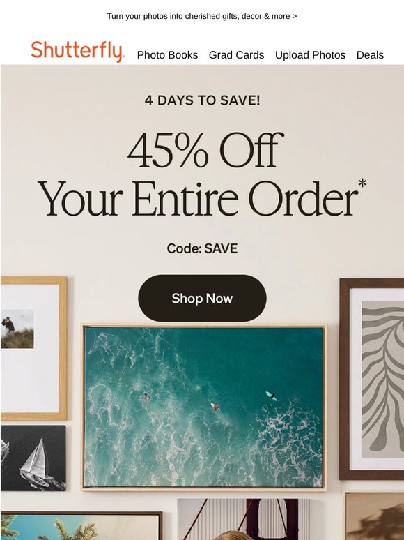 Starting now: 45% off your entire order! 🎉