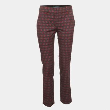 Burgundy/Black Geometric Print