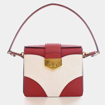 Red/White Saffiano Turnlock Sa