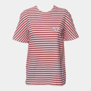 Red, White Cotton Logo Striped