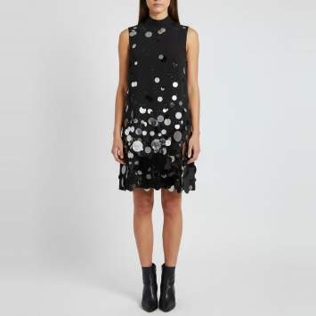 Black Crepe Sleeveless Embelli