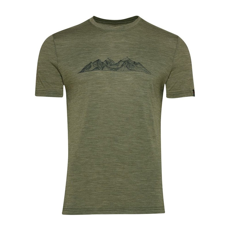 Mens 150 Peaks Merino SS T-Shirt (Olive Melange/Navy)