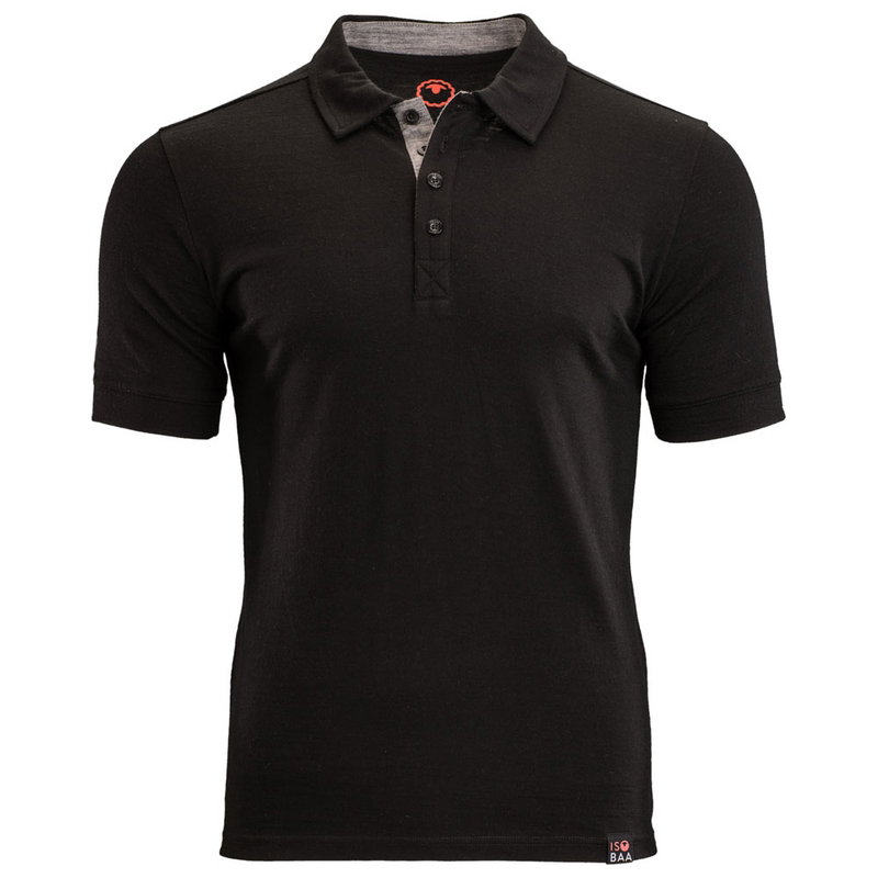 Mens Merino 180 Short Sleeve Polo Shirt (Black)