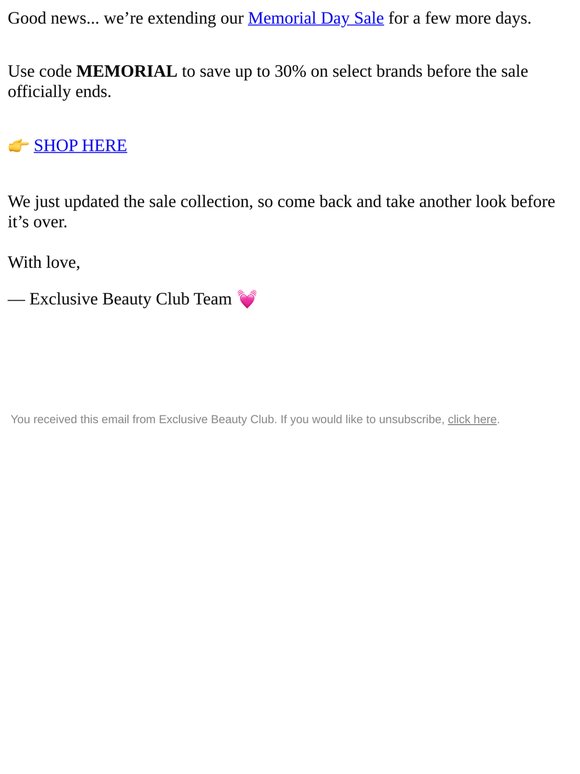 Sale Extended! Enjoy Up to 30% Off ✨