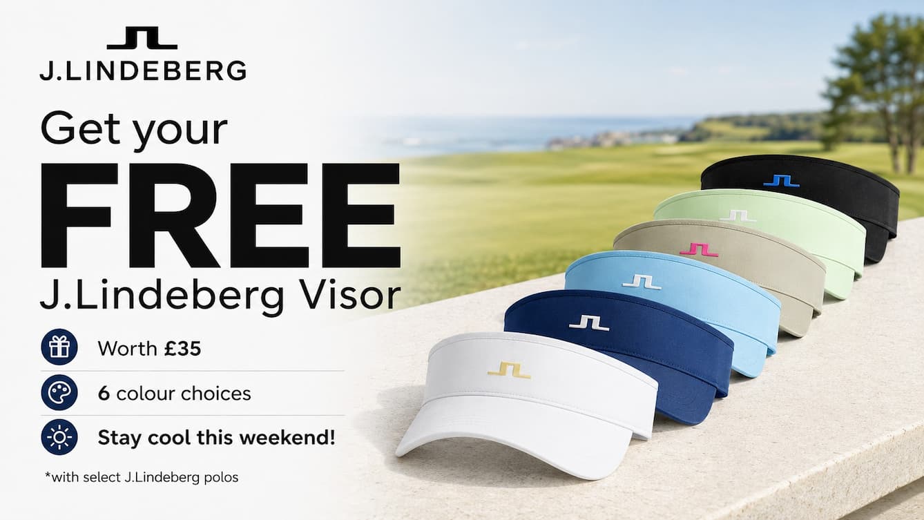 J.Lindeberg Mens Yaden Adjustable Light Fast Dry Golf Visor Hat