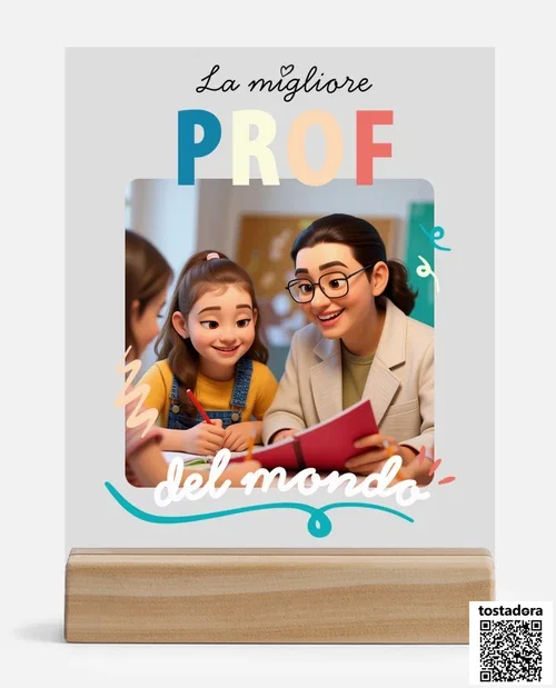  Stampa su plexiglas effetto animazione 3d targa la migliore prof del mondo foto personalizzabile | tostadora