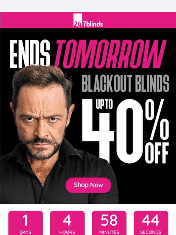 Up to 40% OFF next day blackout blinds ☀️