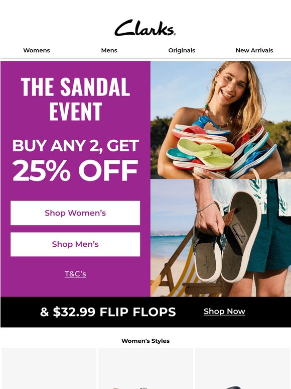 THE SANDAL EVENT IS HERE: Buy Any 2 Sandals, Get 25% Off!