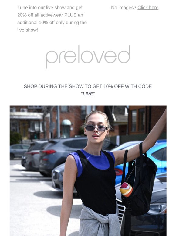 Get up to 30% off activewear (during our live show!)