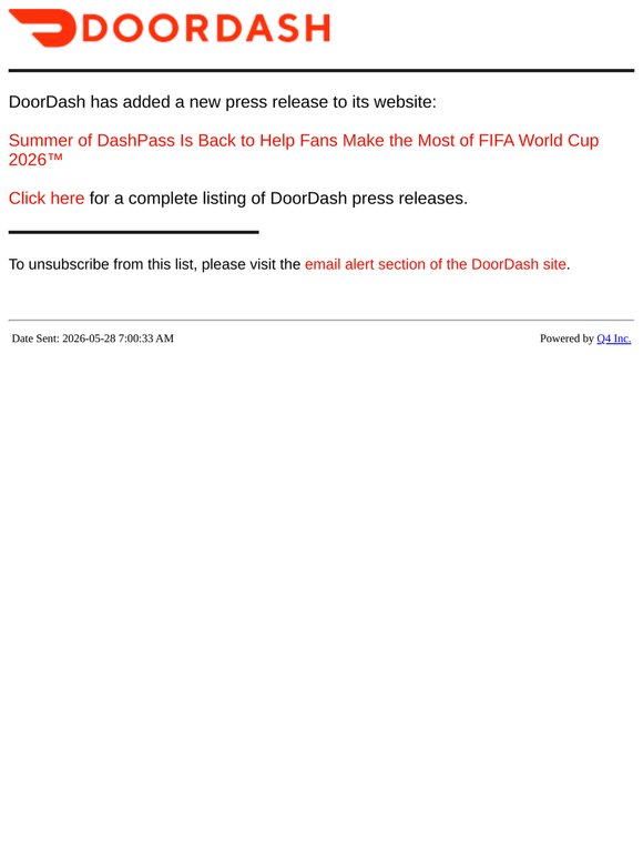 DoorDash - Summer of DashPass Is Back to Help Fans Make the Most of FIFA World Cup 2026™