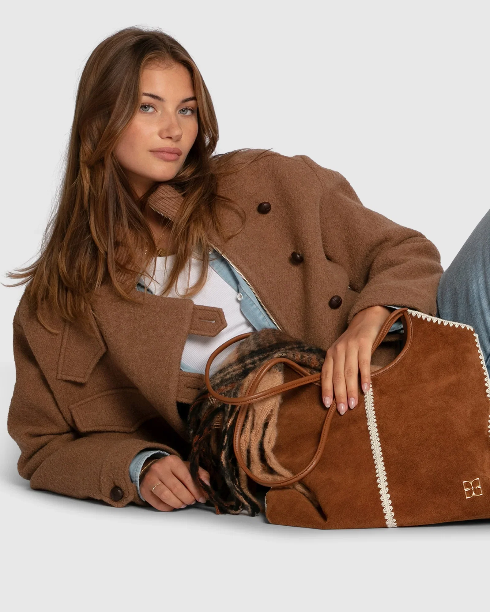 Image of Back To Friends Suede Shopper - Tan