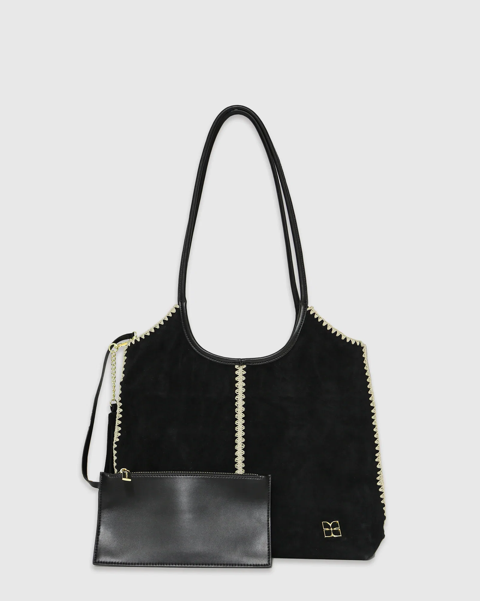 Image of Back To Friends Suede Shopper - Black