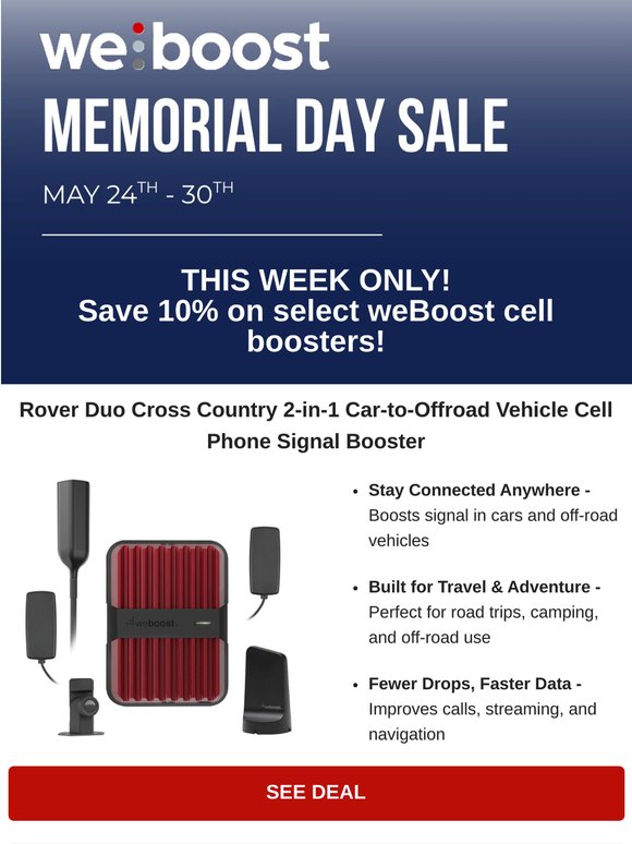 FINAL DAYS TO SAVE: weBoost Memorial Day SALE Ends May 30th!