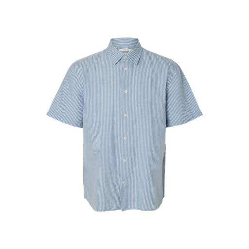 Regclaus Clay Linenblend SS Skjorte, Dusty Blue White